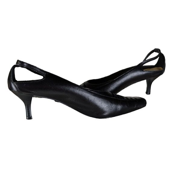 Harve Bernard Black Kitten Heels with Cut outs size 8W - Picture 3 of 8